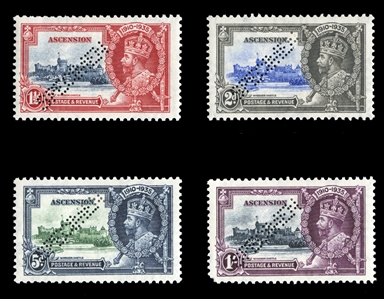BRITISH COMMONWEALTH ASCENSION (33-36S) 1935 Silver Jubilee, set of four, perforated Specimen, h.r., fine-v.f. (SG 31-34s) £425