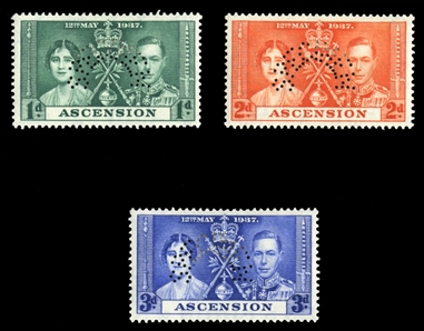 BRITISH COMMONWEALTH ASCENSION (37-39S) 1937 Coronation, set of three, perforated Specimen, h.r., fine-v.f. (SG 35-37s) £450