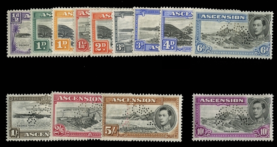BRITISH COMMONWEALTH ASCENSION (40-49S) 1938-53 George VI, set of 13, perforated Specimen, h.r., fine-v.f. (SG 38-47s) £1,000