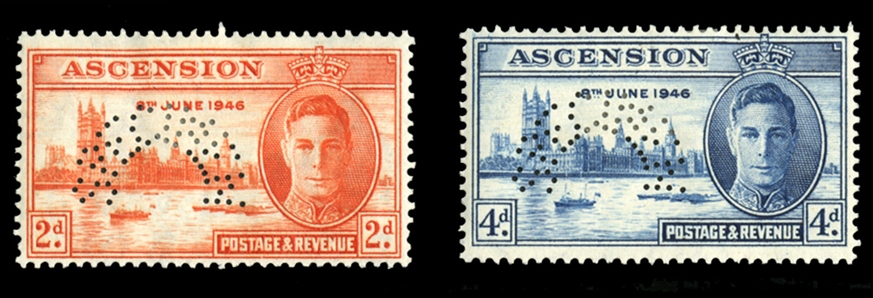 BRITISH COMMONWEALTH ASCENSION (50-51S) 1946 Peace, set of two, perforated Specimen, h.r., fine-v.f. (SG 48-49s) £450
