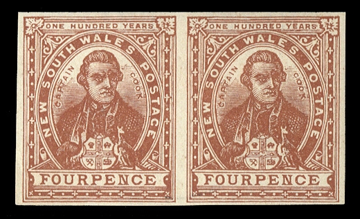 BRITISH COMMONWEALTH AUSTRALIAN STATES - New South Wales (104Bc) 1899 4p orange brown, imperf. horizontal pair, left stamp n.h., right stamp very lightly hinged, v.f., with 2003 PFC (SG 303c) £600