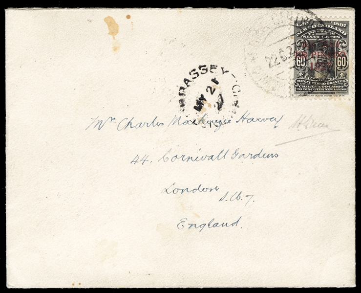 BRITISH COMMONWEALTH CANADIAN PROVINCES - Newfoundland Air Post (C4) 1927 60c black, overprinted in red "Air Mail De Pinedo 1927", used on cover from Trepassey, with May 21 departure pmk below,...