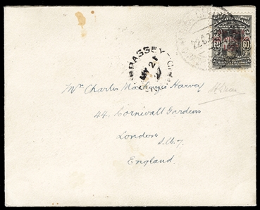 BRITISH COMMONWEALTH CANADIAN PROVINCES - Newfoundland Air Post (C4) 1927 60c black, overprinted in red "Air Mail De Pinedo 1927", used on cover from Trepassey, with May 21 departure pmk below,...