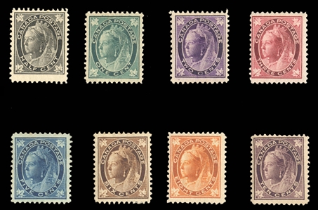BRITISH COMMONWEALTH CANADA (66-73) 1897-98 Maple Leaf, 1c-10c complete, fresh, h.r., fine-v.f., cat. $1,460