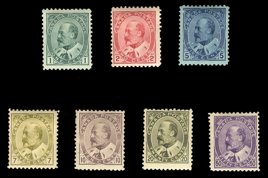 BRITISH COMMONWEALTH CANADA (89-95) 1903 KEVII 1c-50c complete, h.r., fresh, mostly well centered, fine-v.f., cat. $2,585