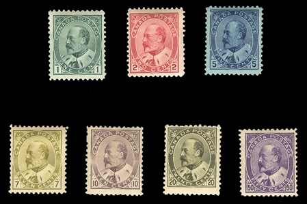 BRITISH COMMONWEALTH CANADA (89-95) 1903 KEVII 1c-50c complete, h.r., fresh, mostly well centered, fine-v.f., cat. $2,585