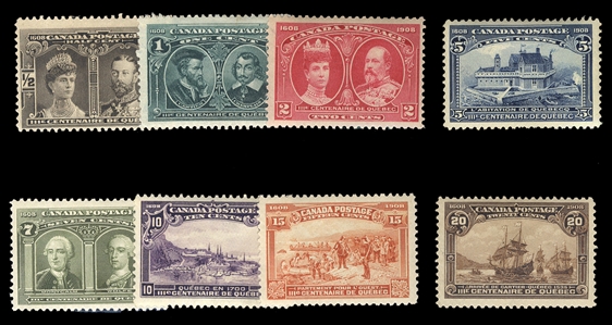 BRITISH COMMONWEALTH CANADA (96-103) 1908 Quebec, 1c-20c complete set of eight, h.r., mostly well centered, with large even margins, fresh, fine-v.f., cat. $978
