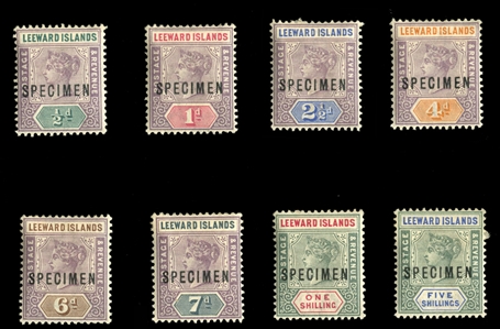 BRITISH COMMONWEALTH LEEWARD ISLANDS (1-8S) 1890 Queen Victoria, complete set, overprinted Specimen, h.r., fine-v.f. (SG 1-8s) £875