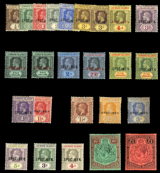 BRITISH COMMONWEALTH LEEWARD ISLANDS (61-83S) 1921-32 George V, complete to £1, overprinted or perforated Specimen, h.r., fine-v.f. (SG 58-80s) £700