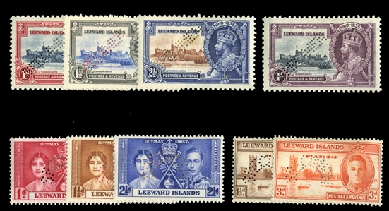 BRITISH COMMONWEALTH LEEWARD ISLANDS (96-102S) 1935-46 Silver Jubilee, Coronation and Peace, complete sets, perforated Specimen, h.r., fine-v.f. (SG 88-94s,115-116s) £360