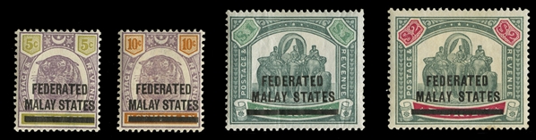 BRITISH COMMONWEALTH MALAYSIA - Federated Malay States (9-12) 1900 Federated Malay States 5c-$2, four values, h.r., fine-v.f. (SG 9-12) £540
