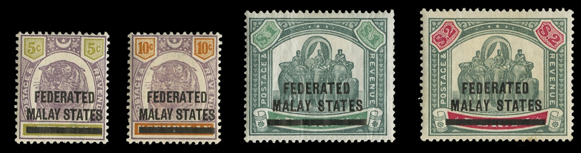 BRITISH COMMONWEALTH MALAYSIA - Federated Malay States (9-12) 1900 Federated Malay States 5c-$2, four values, h.r., fine-v.f. (SG 9-12) £540