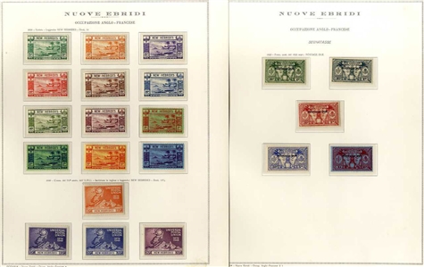 BRITISH COMMONWEALTH NEW HEBRIDES (17-65,J1-15) 1911-1949 Issues complete, collection of 61 different, on album pages, with surcharges incl. 2p on 40c (signed Diena), also Postage Dues complete,...