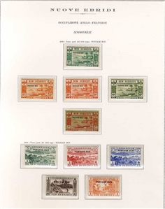 BRITISH COMMONWEALTH NEW HEBRIDES (17-65,J1-15) 1911-1949 Issues complete, collection of 61 different, on album pages, with surcharges incl. 2p on 40c (signed Diena), also Postage Dues complete,...