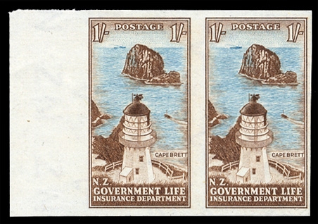 BRITISH COMMONWEALTH NEW ZEALAND Officials (OY29-36var) 1947-65 Government Life Insurance Dept., imperforate sheet margin horizontal pairs, n.h., v.f.