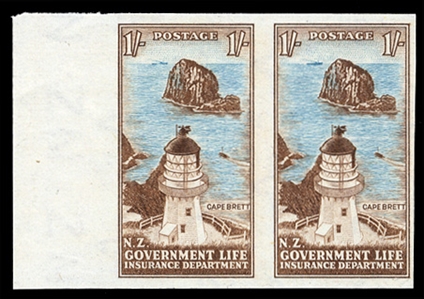 BRITISH COMMONWEALTH NEW ZEALAND Officials (OY29-36var) 1947-65 Government Life Insurance Dept., imperforate sheet margin horizontal pairs, n.h., v.f.
