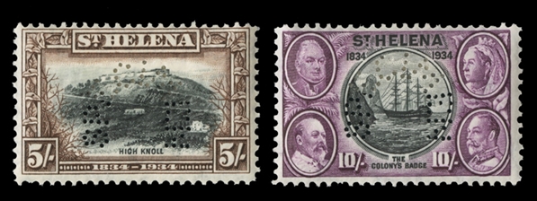BRITISH COMMONWEALTH ST. HELENA (101-110S) 1934 Centenary, complete set, perforated Specimen, h.r., fine-v.f. (SG 114-123s) £475