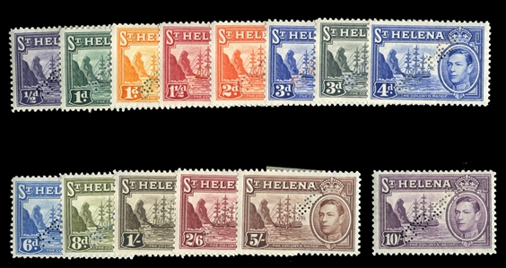 BRITISH COMMONWEALTH ST. HELENA (118-127S) 1938-40 George VI, complete set, perforated Specimen, h.r., fine-v.f. (SG 131-140s) £600