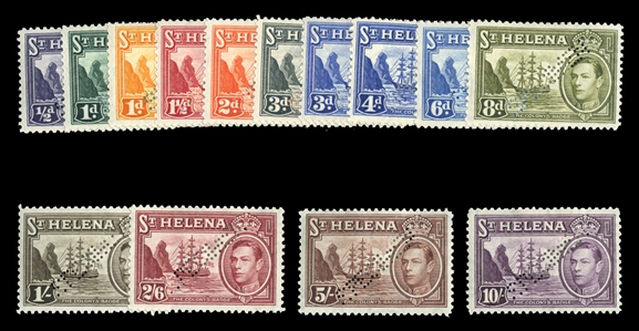 BRITISH COMMONWEALTH ST. HELENA (118-127S) 1938-40 George VI, complete set, perforated Specimen, h.r., fine-v.f. (SG 131-140s) £600