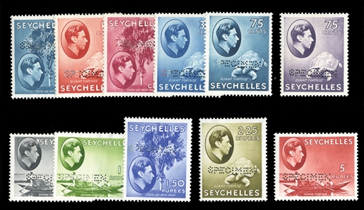 BRITISH COMMONWEALTH SEYCHELLES (125-148S) 1938-41 George VI, complete set, perforated Specimen, h.r., fine-v.f. (SG 135-149s) £900