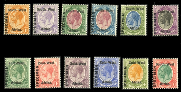 BRITISH COMMONWEALTH SOUTH-WEST AFRICA (1-12S) 1923 George V, overprinted Specimen, complete set of singles (as issued), h.r., fine-v.f. (SG 1-12s) £1,700