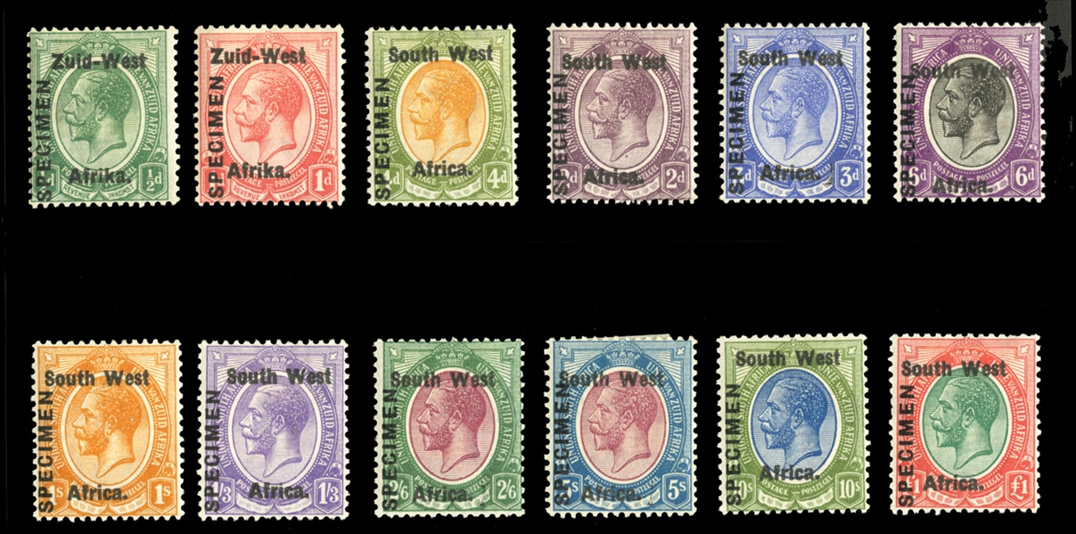 BRITISH COMMONWEALTH SOUTH-WEST AFRICA (1-12S) 1923 George V, overprinted Specimen, complete set of singles (as issued), h.r., fine-v.f. (SG 1-12s) £1,700