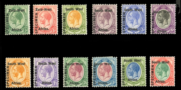 BRITISH COMMONWEALTH SOUTH-WEST AFRICA (1-12S) 1923 George V, overprinted Specimen, complete set of singles (as issued), h.r., fine-v.f. (SG 1-12s) £1,700