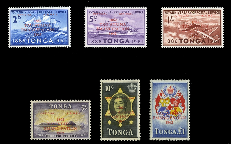 BRITISH COMMONWEALTH TONGA Officials (SG 1-6) 1962 overprints, complete set of six, n.h., v.f., with BPA certificates, £350