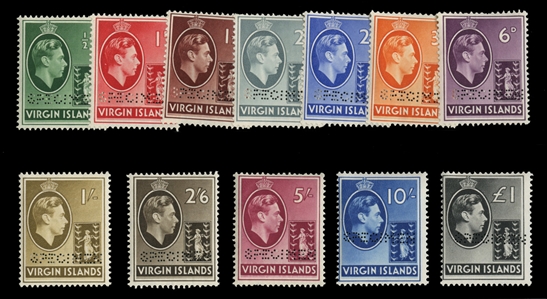 BRITISH COMMONWEALTH VIRGIN ISLANDS (76-87S) 1938-47 George VI, complete set, perforated Specimen, h.r., fine-v.f. (SG 110-121s) £400