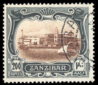 BRITISH COMMONWEALTH ZANZIBAR (119) 1906 200r black & brown, canceled, fine, sold AS IS