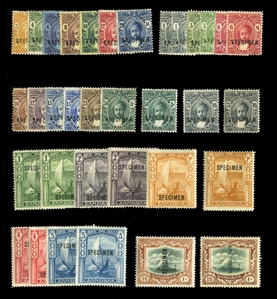 BRITISH COMMONWEALTH ZANZIBAR (141-175S) 1914-29 1c-10r, two complete sets, overprinted Specimen, h.r., fine-v.f. (SG 261-295s) £800
