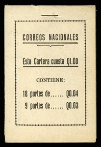 GUATEMALA (317a,C143,RA22) 1946 Q1.30, unexploded booklet with panes of 6x5, 27x3, 18x1c, black on gray covers, stapled at top, with glassine interleaves, v.f., rare intact booklet from Guatemala