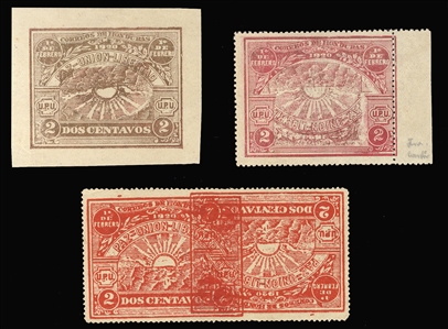 HONDURAS (195-198var) 1920 2c Dawn of Peace reprints (these originate from the original printers, but were made privately at a slightly later date and are not regularly issued stamps or proofs)...