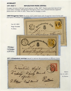 HUNGARY (5) 1871 15k yellow brown, usual centering, tied by Pest/Lipotvaros 5.10.71 pmk on coverfront, Registered to Szolnok (Orban certificate), also two FLs with 5k franking, used from Tass to...
