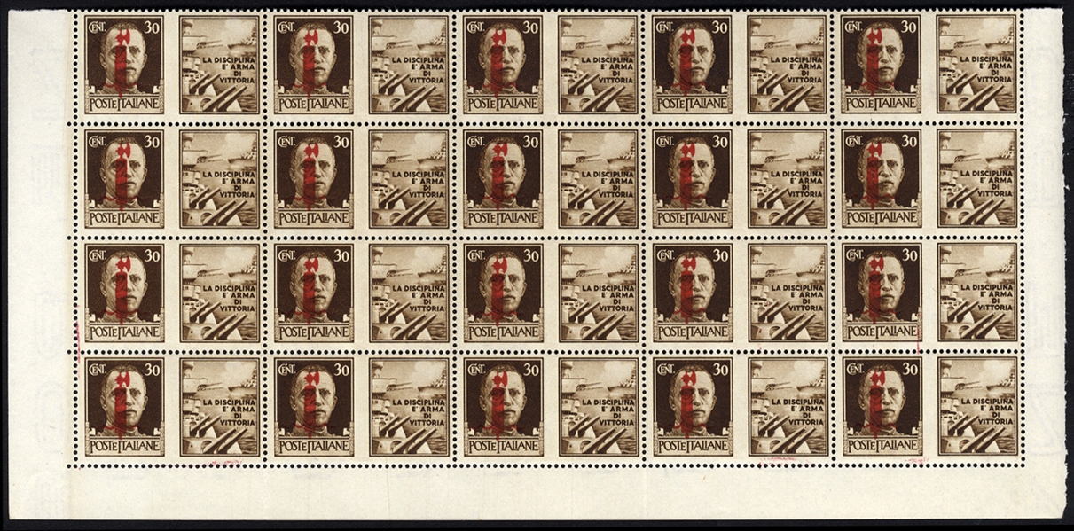 ITALY (Sass.25-36) 1944 Propaganda Stamps, 25c-50c, 40 sets in large multiples, n.h., fine-v.f., €600