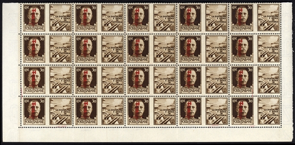 ITALY (Sass.25-36) 1944 Propaganda Stamps, 25c-50c, 40 sets in large multiples, n.h., fine-v.f., €600