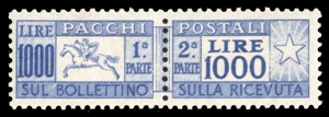 ITALY Parcel Post (Q76) 1954 1,000L ultramarine, n.h., well centered, v.f.