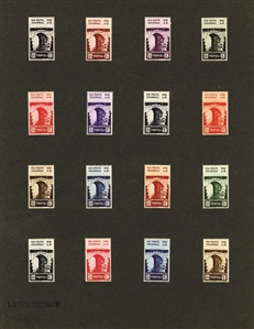 ITALIAN COLONIES Libya Semi-Postals (B38-47P) 1933 Tripoli Fair, 10c-10L set of 160 different trial color proofs (16 of each value) mounted on ten large cards, each dated, signed and with...