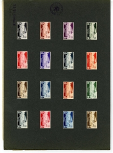 ITALIAN COLONIES Libya Semi-Postals (B38-47P) 1933 Tripoli Fair, 10c-10L set of 160 different trial color proofs (16 of each value) mounted on ten large cards, each dated, signed and with...