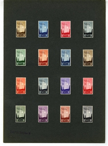 ITALIAN COLONIES Libya Semi-Postals (B38-47P) 1933 Tripoli Fair, 10c-10L set of 160 different trial color proofs (16 of each value) mounted on ten large cards, each dated, signed and with...