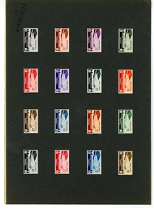ITALIAN COLONIES Libya Semi-Postals (B38-47P) 1933 Tripoli Fair, 10c-10L set of 160 different trial color proofs (16 of each value) mounted on ten large cards, each dated, signed and with...