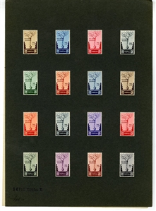 ITALIAN COLONIES Libya Semi-Postals (B38-47P) 1933 Tripoli Fair, 10c-10L set of 160 different trial color proofs (16 of each value) mounted on ten large cards, each dated, signed and with...