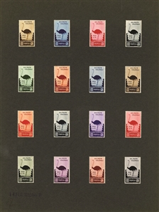 ITALIAN COLONIES Libya Semi-Postals (B38-47P) 1933 Tripoli Fair, 10c-10L set of 160 different trial color proofs (16 of each value) mounted on ten large cards, each dated, signed and with...