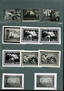 ITALIAN WORLD WAR II OCCUPATION ISSUES Polish Corps in Italy - Corpo Polacco 1945-46 selection of 23 proofs and photo-proofs, 23 different unaccepted designs, showing Battle Scenes, General...