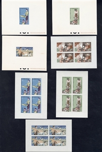 LAOS (37-40P) 1957 Rice Harvest, set of four epreuves deluxe, also set of  imperf. sheetlets of four, n.h., v.f.