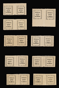 LITHUANIA (19/26) 1919 10sk-60sk horizontal (9) and vertical (18) se-tenant pairs, a duplicated selection of 27, unused without gum as issued, fine-v.f.