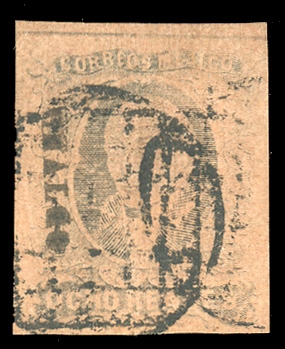MEXICO (11) 1861 8r black, Chalico overprint, used, margins all around including frameline at top, v.f., with 2008 MEPSI certificate