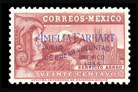 MEXICO Air Post (C74) 1935 Amelia Earhart, 20c lake, well centered, heavy h.r., v.f., signed, cat. $3,250