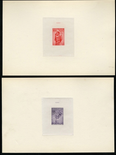 PHILIPPINES Semi-Postals  (B4-5P) 1950 War Veterans, complete set of two large die proofs, each die sunk on card, v.f.
