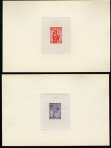 PHILIPPINES Semi-Postals  (B4-5P) 1950 War Veterans, complete set of two large die proofs, each die sunk on card, v.f.